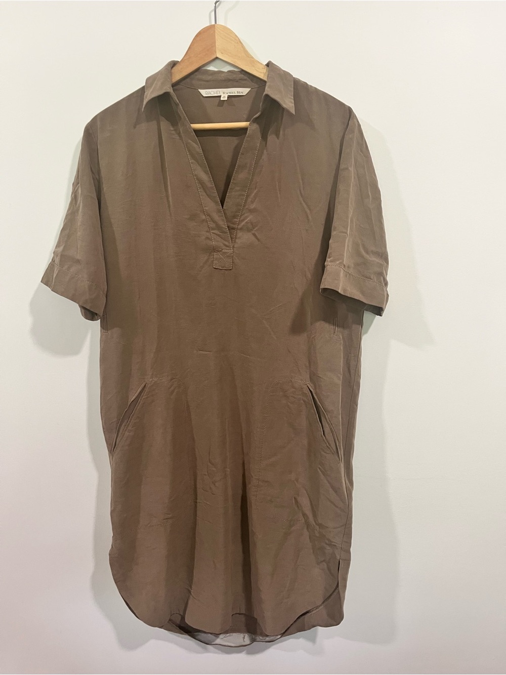 RACHEL Rachel Roy Collared Brown Short-Sleeve Shift Dress